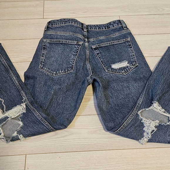 Topshop Jeans Blue Distressed Pockets Womens Size  26 straight denim - Picture 5 of 5